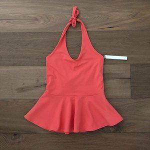 SUSANA MONACO Women's Orange Coral Classy Classic Halter Top Blouse Medium NWT